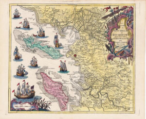 c1730 MAP LES ENVIRONS DE ROCHELLE ET ROCHEFORT France by Seutter (HM21)