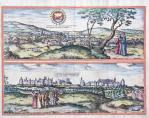 1585 OXONIUM VINDESORIUM Oxford & Windsor Castle by Braun & Hogenberg (LM13)