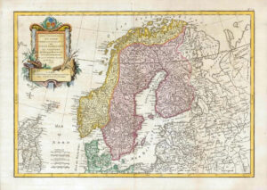 1782 Large MAP of SWEDEN NORWAY & DENMARK Les Courdonnes du Nord Scandinavia JM)