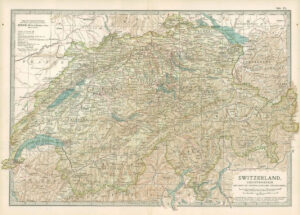 1903  Large Colour Map SWITZERLAND LIECHTENSTEIN (EB25)