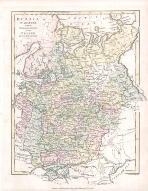 1809 Original Antique Map of RUSSIA IN EUROPE by Wilkinson (WKM10)