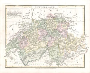 1809 Original Antique Map of SWITZERLAND by Wilkinson (WKM29)