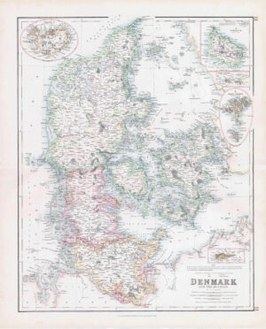 c1860 Large Antique Map DENMARK and the DUCHIES by Swanston (FJM-8)
