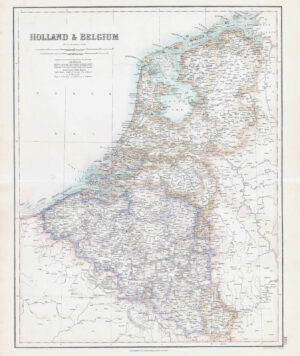 c1860 Large Antique Map HOLLAND & BELGIUM by Swanston (FJM-14)