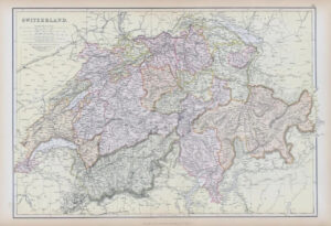 1882 LARGE Colour Antique Map of SWITZERLAND by BLACKIE (BA41)