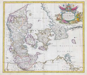 1719 A NEW MAP OF THE KINGDOM OF DENMARK by SENEX (LM20-2)