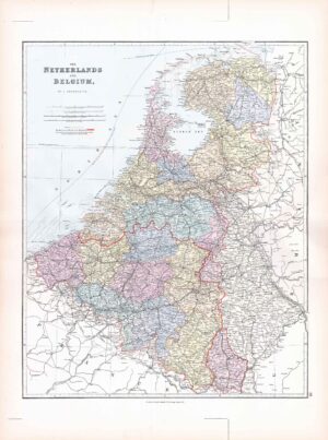 1887 Large Antique Folio Map NETHERLANDS BELGIUM Stanford (SLA37)