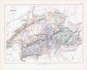 1865 Antique Map SUISSE Switzerland Europe  (DEDG-15)