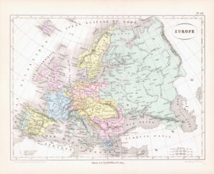 1865 Antique Map EUROPE France Russia United Kingdom Spain (DEDG-39)