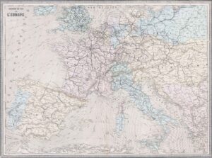 1849 Large Map CHEMINS DE FER DE L'EUROPE Espagne Portugal  (GMG31)