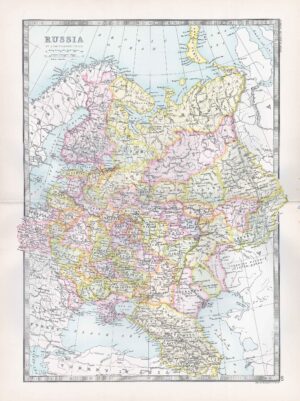 1912 Antique Map RUSSIA in EUROPE Gulf Obi Arctic Ocean Caspian (BWM4-39)