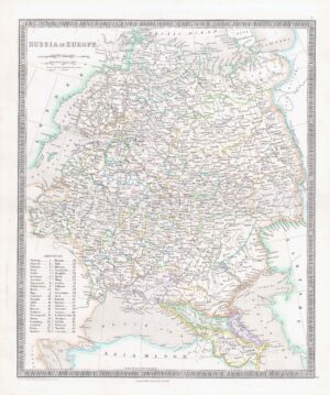 1850 RUSSIA IN EUROPE World Original Antique Map by Henry Teesdale (TNGA-9)