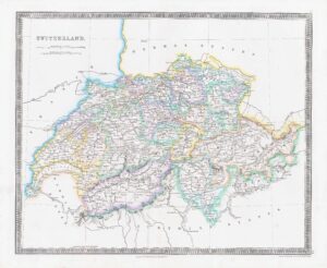 1850 SWITZERLAND World Original Antique Map by Henry Teesdale (TNGA-14)