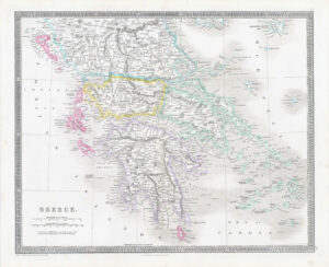 1850 ANCIENT GREECE World Original Antique Map by Henry Teesdale (TNGA-42)