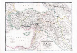 1839 Antique MAP OF OTTOMAN DOMINIONS ASIA Russian Persian  by WYLD (WM7)