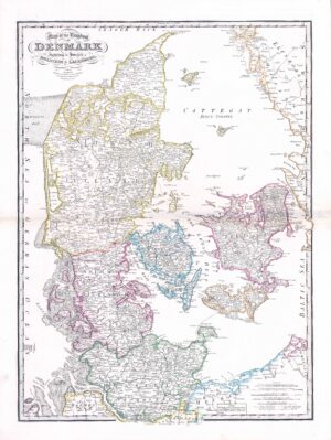 1839 Antique MAP OF KINGDOM OF DENMARK Holstein Lauenburg by WYLD (WM11)