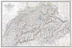 1839 Antique MAP OF REPUBLIC OF SWITZERLAND by WYLD (WM27)