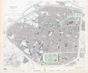 1837 Antique Map Plan of BRUSSELS Bruxelles Belgium SDUK (LM24-34)