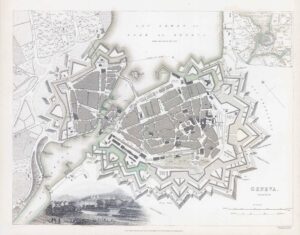 1841 Original Antique Map Plan of GENEVA Geneve Switzerland SDUK (LM24-49)