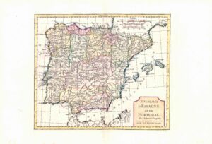 1795 ROYAUMES D'ESPAGNE ET DE PORTUGAL Spain Map Robert de Vaugondy (LM-10)