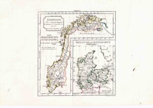 1792 NORWEGE ROYAU DE DANEMARCK Map Norway Denmark (GSM11)