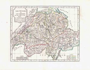 1792 LES SUISSES ET LES GRISONS Switzerland Map by Vaugondy (GSM19)