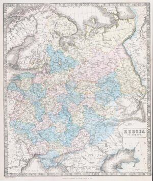 1851 Large original antique map RUSSIA IN EUROPE by George Philips (GPM10)