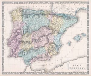 1851 SPAIN AND PORTUGAL LARGE MAP (GPM14)