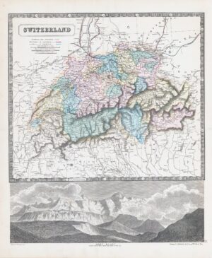 1851 SWITZERLAND and Mont Blanc LARGE MAP (GPM15)