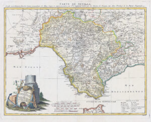 1781 SEVILLA REGNUM in suos Archiepiscopatos Spain Map Franz Gussefeld (LM32/17)
