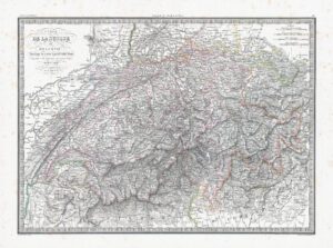 1841 CARTE DE LA SUISSE Switzerland Large Antique Map by Lapie (LP20)