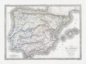 1841 CARTE DE L'IBERIE OUR ESPAGNE ANCIENNE SPAIN Antique Map Lapie (LP30)