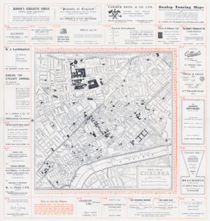 1950s Large Original Vintage MAP STREET PLAN OF CHELSEA London