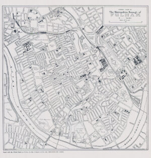 c1947 Original Vintage folding map STREET PLAN OF FULHAM London