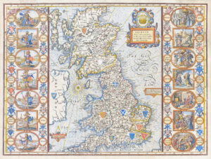 1676 BRITAIN AS IT WAS DEVIDED Heptarchy John Speed original antique map