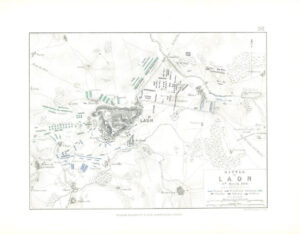 1852 Antique Map of BATTLE OF LAON 9TH MARCH 1814 Battle Plans France (AM98)