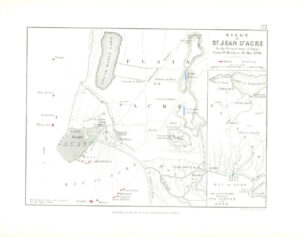 1852 Antique Map SIEGE OF ST JEAN D'ACRE French Egypt 1799 Battle Plans (AM22)