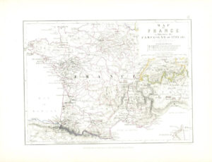 1852 Antique Map of MAP OF FRANCE to Illustrate the CAMPAIGNS of 1795 ETC (AM6)