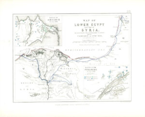 1852 Antique Map of LOWER EQYPT & SYRIA Campaign 1798- 1801 Battle Plans (AM20)