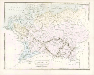 1864 - Original Antique Map of GERMANIA GERMANY Hermiones by Butler (04)