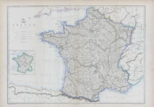 1863 Large Antique Map FRANCE by Edward Weller (DA41)