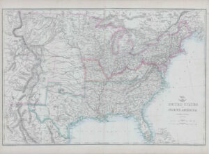 1863 Antique Map UNITED STATES OF NORTH AMERICA Eastern & Central Weller (DA66)