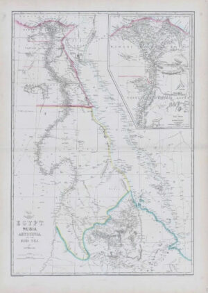 1863 Antique Map EGYPT NUBIA ABYSSINIA AND RED SEA Nile by Edward Weller (DA63)