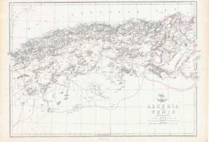 1863 Large Antique Map ALGERIA AND TUNIS Africa by Edward Weller (DA197)