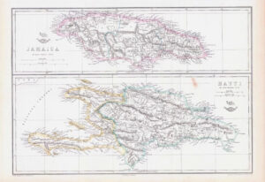 1863 Large Antique Map JAMAICA HAYTI Haiti  North America Edward Weller (DA208)