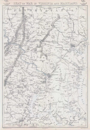 1863 Antique Map SEAT OF WAR IN VIRGINIA AND MARYLAND by Edward Weller (DA213)