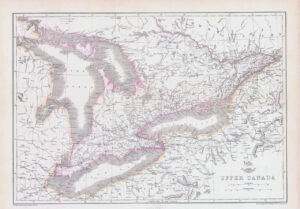 1863 Antique Map UPPER CANADA Wellington Lambton Addington Edward Weller (DA200)