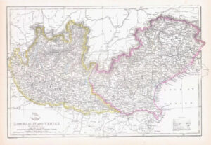 1863 Large Antique Map LOMBARDY AND VENICE by Edward Weller (DA159)