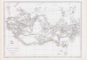 1863 Large Antique Map WESTERN AFRICA Tombo Gurma Bambarra Edward Weller (DA199)