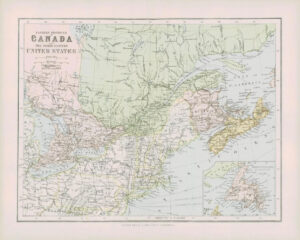 1903 Original Antique Colour Map  - CANADA NORTH EAST UNITED STATES (45)